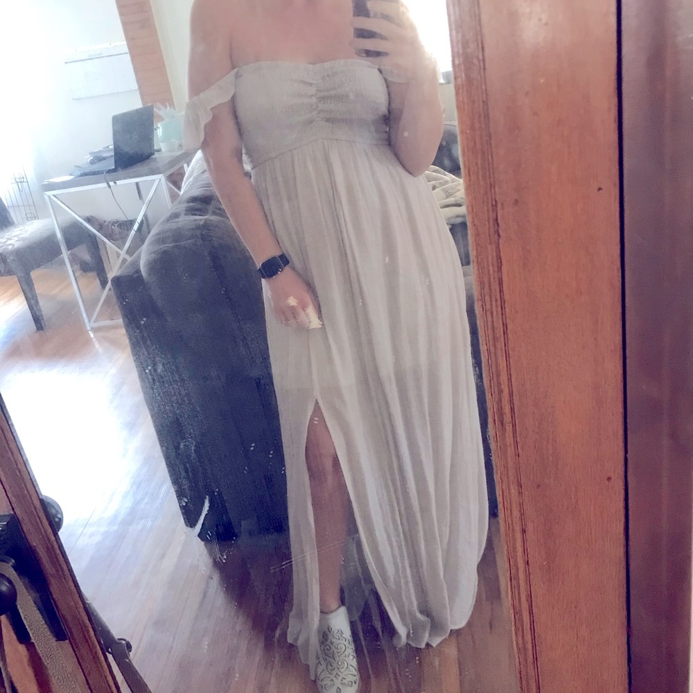 Aakaa light tan maxi dress